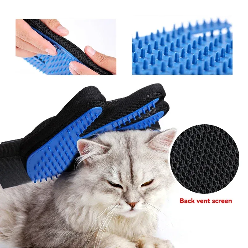 Fellpflege-Handschuh aus Silikon mit Noppen für Hunde und Katzen – Bild 3