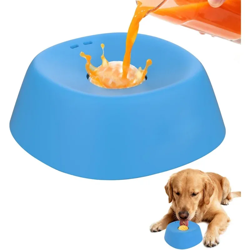 Blauer Napf mit eingebauter Kugel für Hunde und Katzen