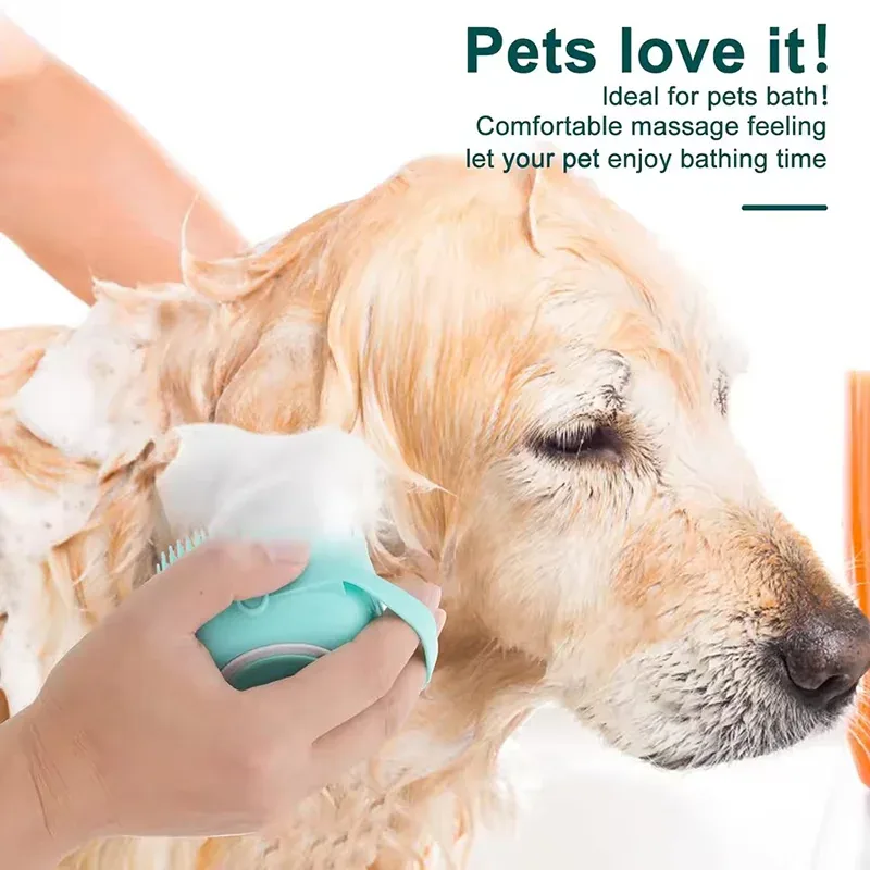 Silikon-Badebürste mit Shampoo-Griff für Hunde und Katzen – Bild 2